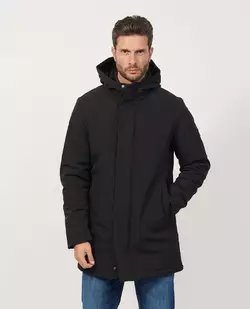 Мужская куртка черная средней длинны Куртка зимняя мужская черная